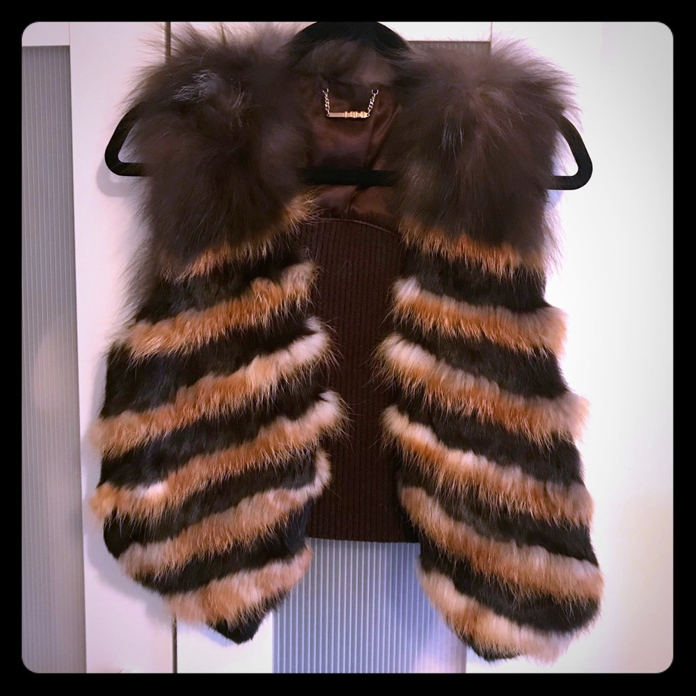 Chocolate and caramel colored fur vest